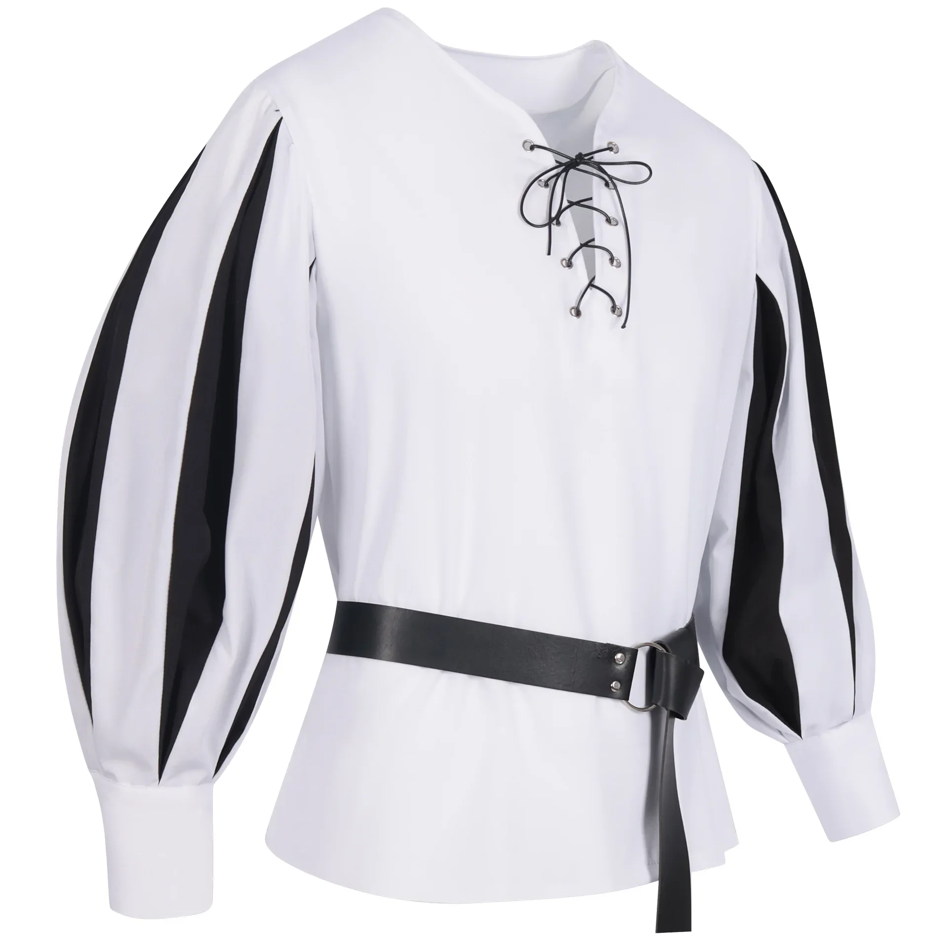 Costume medievale Guerriero Landsknecht Tunica Camicia German Larp Pirata Adulto Halloween Top con lacci Abiti rinascimentali - immagine 6