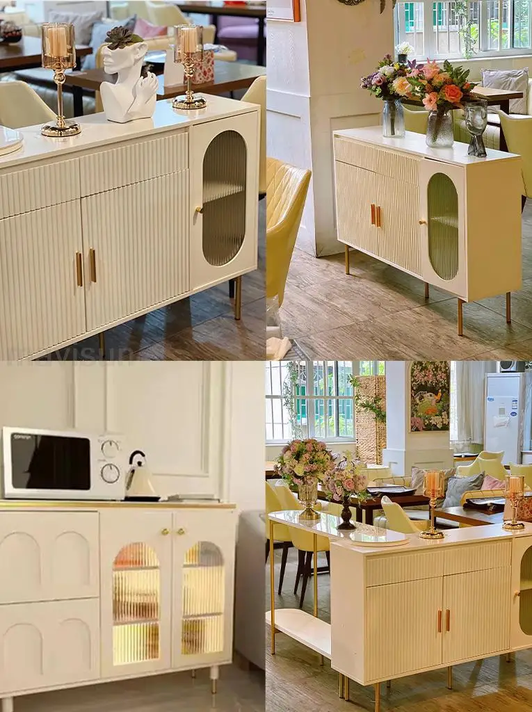 Buffet Sideboard Living Room Cabinet Dressers Kitchen Corner Storage Modern Home Decore White Finish Console Table