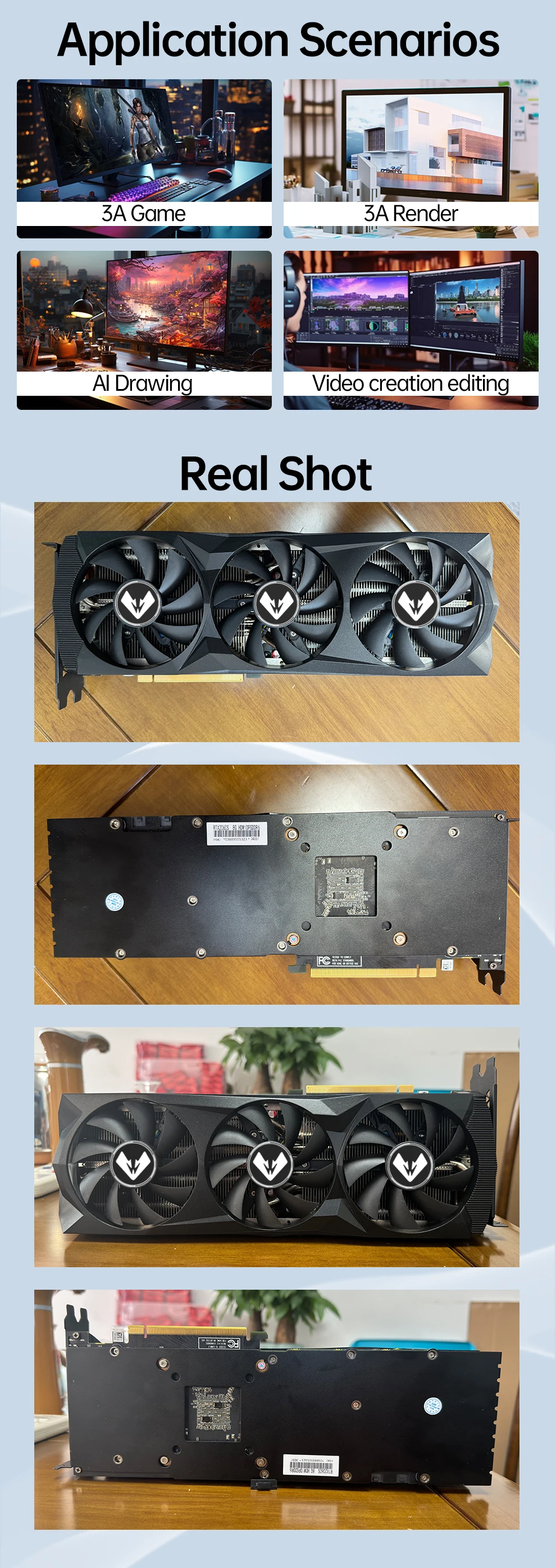 Description Picture 3 of itemMAXSUN RTX2060 SUPER 8G Graphics Cards NVIDIA GeForce GDDR6 PCIE3.0x16 Gaming Video Card for Desktop PC Computer Components