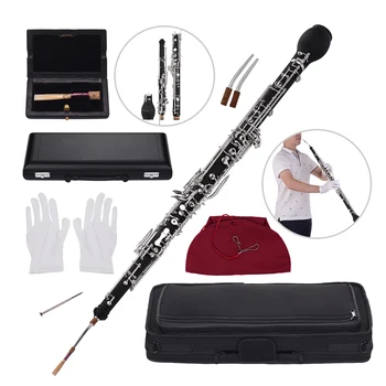 Professional English Horn Alto Oboe F Key Synthetic Wood Body Woodwind Instrument with Reed and Case