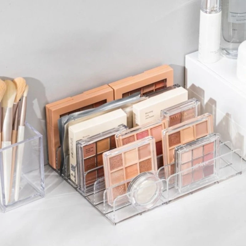 1pc, 7-Compartment Desktop Makeup Storage Box Plastic Organizer for Cosmetics Blush Eyeshadow Display Tray 1