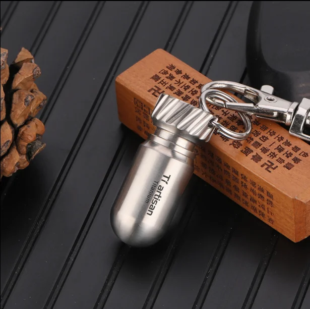 

New Titanium Mini Sealed Waterproof Pill Box Storage Pendant Box EDC Tools