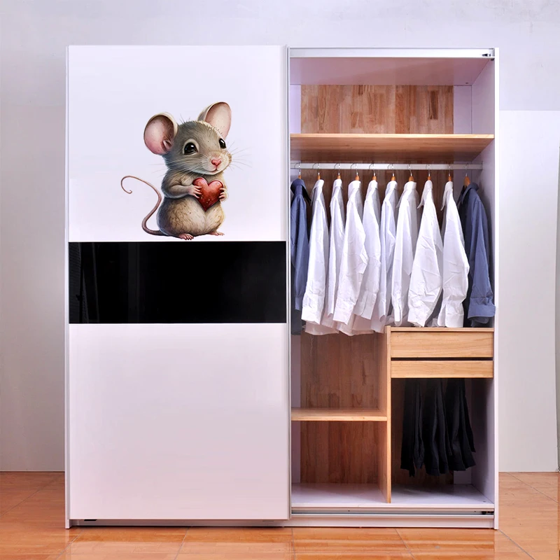 Cute Mouse Wall Sticker Animal Bathroom Toilet Decor Living Room Cabinet Refrigerator Home Decoration Decals wall stickers toilet stickers