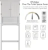 Storage Over The Toilet, Cabinet Organizer with Adjustable Shelves and Double Doors, Wood Space Saver, White 4