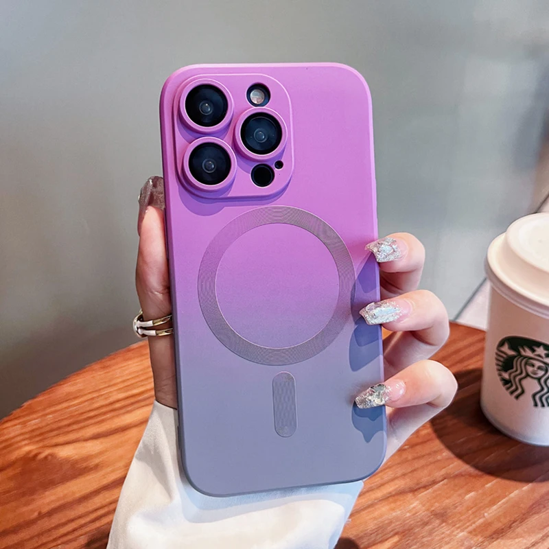 Luxury Gradient Silicone Multicolour Shockproof Case with Wireless Charging Compatibility