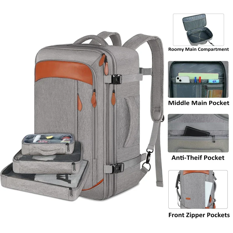 Travel Man Backpack 4 Sets Large Capacity Business Laptop Backpacks with Compartments Multi-functional Waterproof Bag Women 40L 1