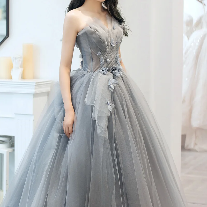 Luxury Chiffon Strapless Petal Wedding Trailing Dresses for Bride 2023 Elegant Long Prom Evening Guest Party Women Dress