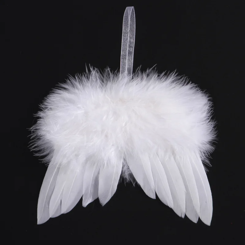 

5/10Pcs White Angel Wings Christmas Tree Decoration Hanging Ornament Wedding Party Feather Wing High Quality Ornament for Xmas