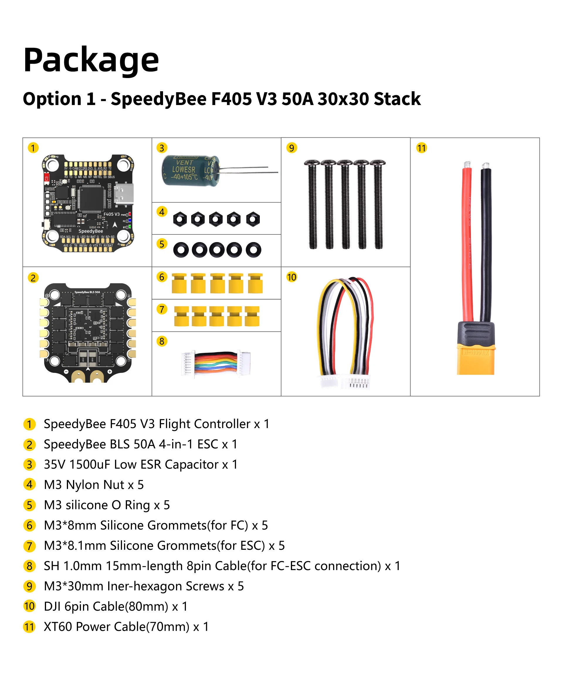 SpeedyBee F405 V3/V4 3-6S 30X30mm FPV Stack F405 Flight Controller BLHELIS 50A/55A 4in1 ESC for FPV Freestyle Drones DIY Parts