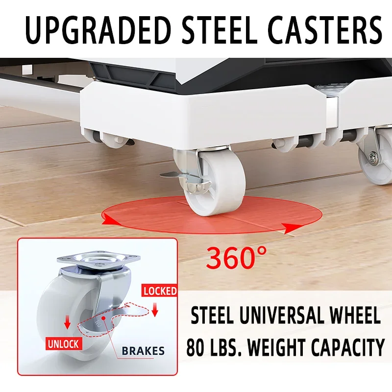 CPU Tower Stand Holder Adjustable Mobile With Rolling Caster Wheels For Most PC Accessories