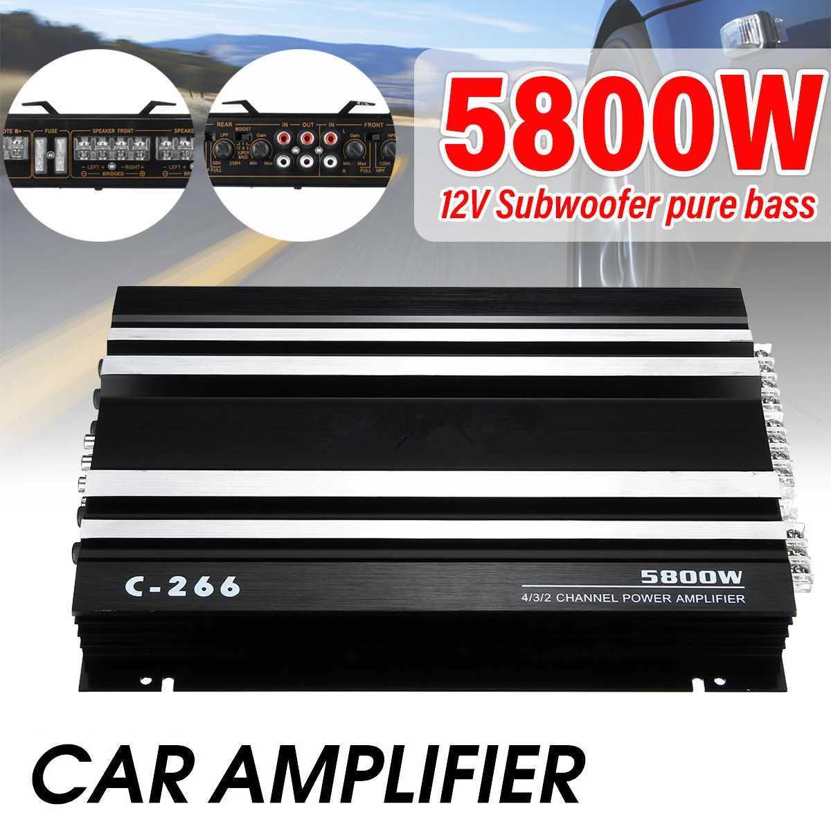 5800 Watt 4 Channel 12V Car Amplifer Car Audio Power Amplifier Car Audio Amplifier for Cars