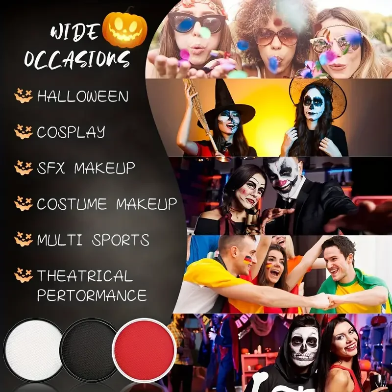 30G Water Monochromatic Face Body Painting Palette Halloween Face Body Paint Makeup Body Partie 10 Brushes and Palettes Set 5