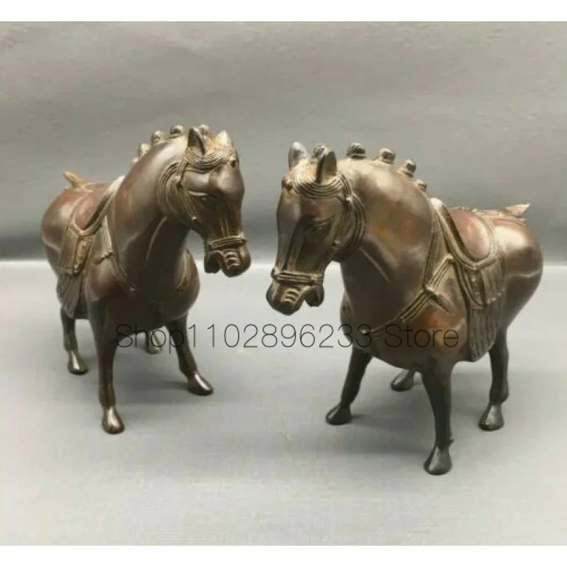 

Collectibles Chinese Dynasty Decoration Feng Shui a Pair of Old Copper Animal Horse Statues