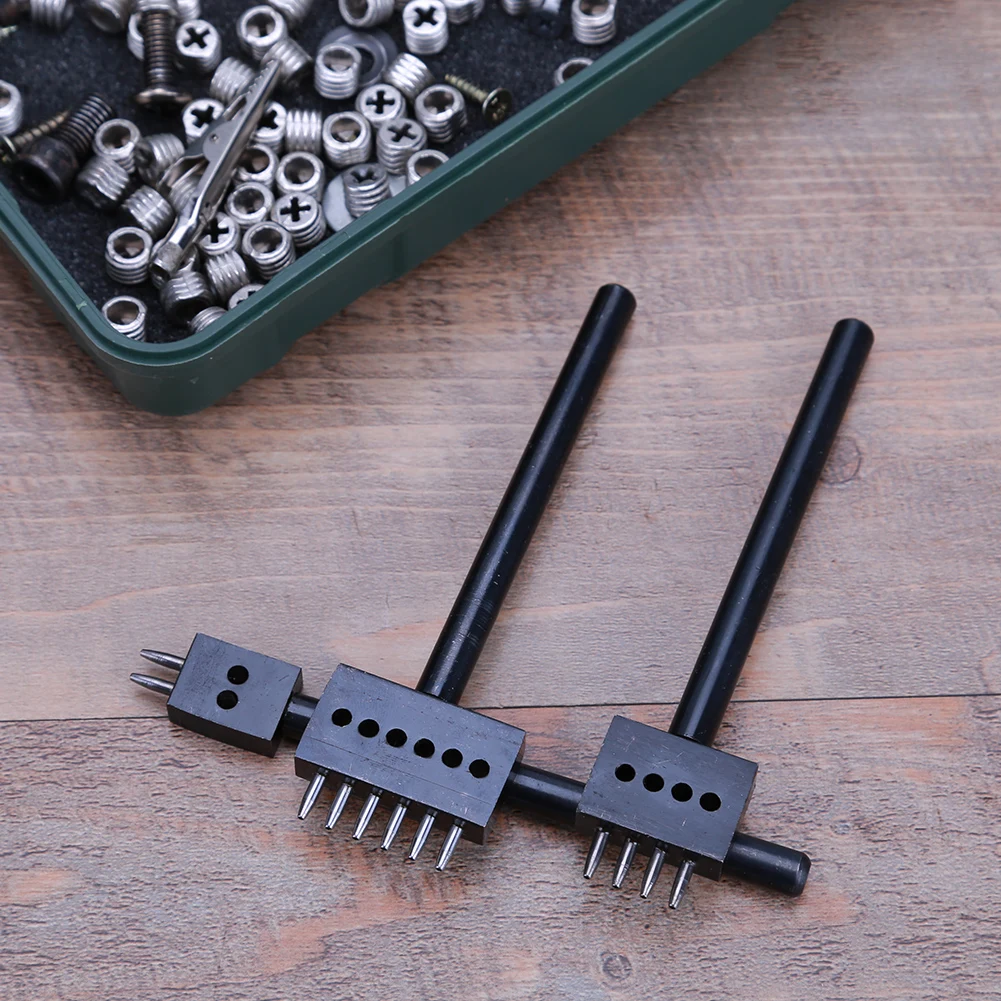 3pcs Leather Hole Punches Row Circular Cut Hole Stitched Spacing 5mm 2/4/6 Prong Leather Punch Craft Tools