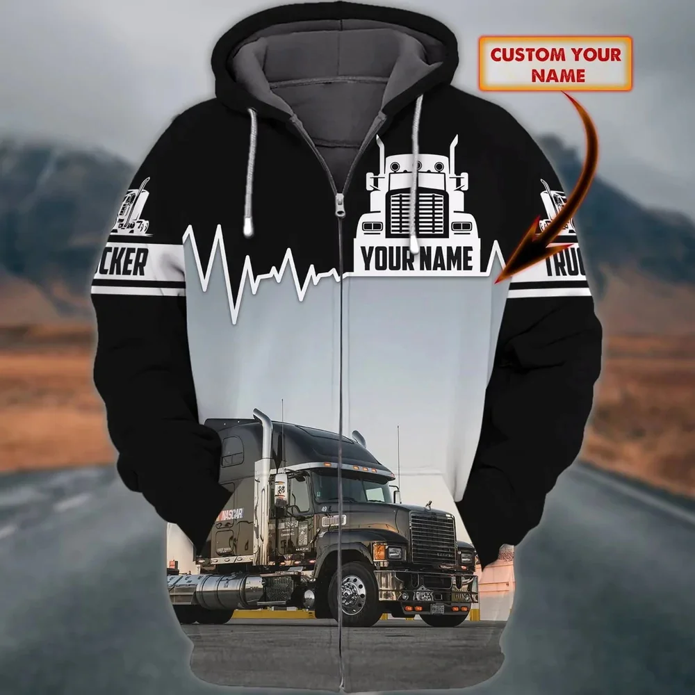 PLstar Cosmos Personalized Name Truck Driver 3D All Over Printed Men's Hoodie Unisex Truck Driver Gifts Casual zip hoodies DK528 plstar cosmos personalized name mechanic metal 3d all over printed men s hoodie