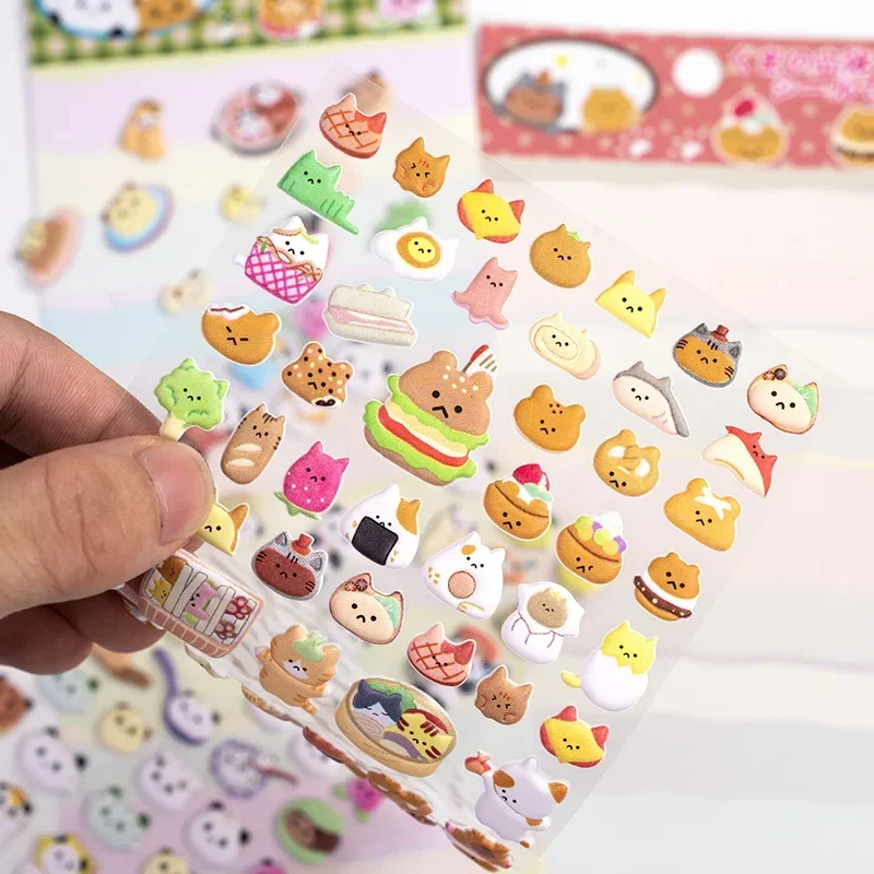 3D Bear Dessert Stickers Adorable Foam Decals for Kids Diary Decor Cute Animal Rewards Classic Toys Stickers Kindergarten Props