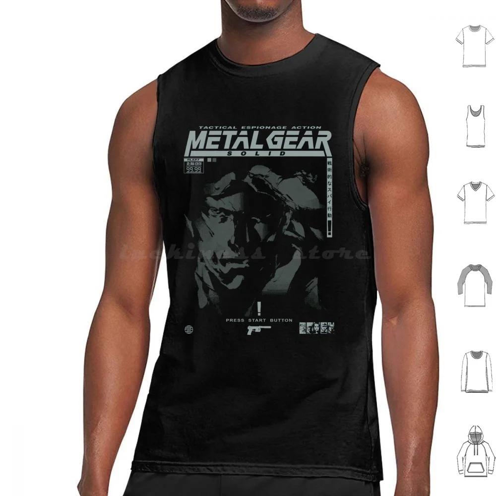 Mgs1-Snake Blackout Classic T-Shirt Canotte Gilet Senza Maniche Metal Gear Solid Snake Metal Gear
