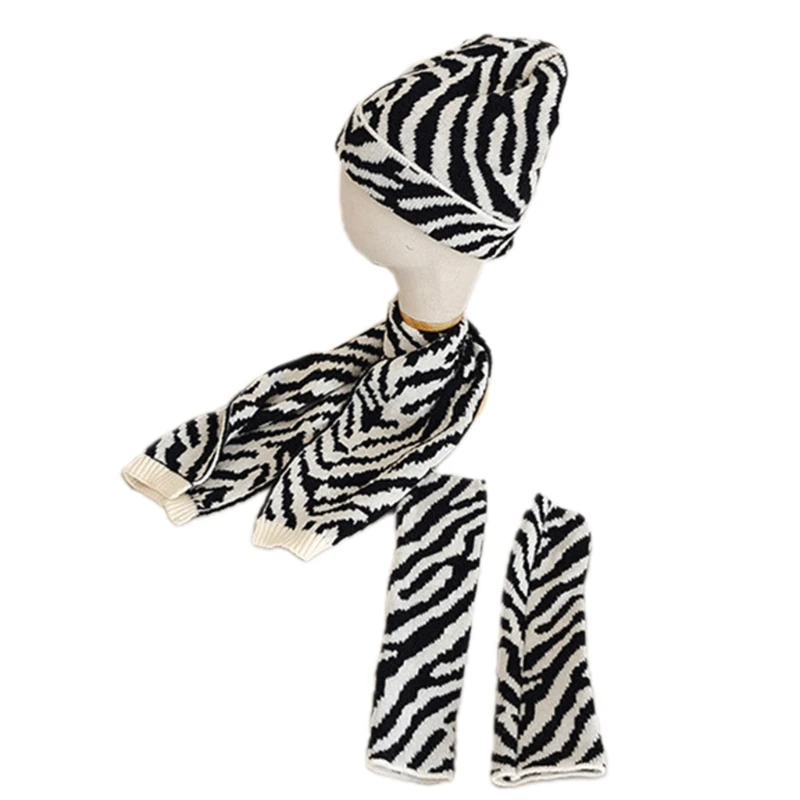 

New Striped Hat for Sun for Protection Sleeves Uv for Protection Winter Hat Scarf Set For Women Winter Warm Hat Neck
