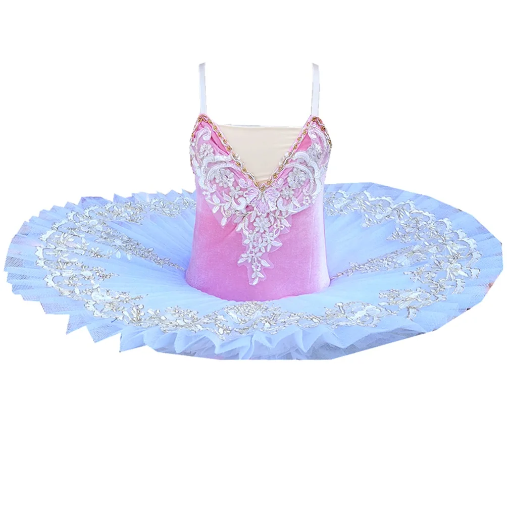 

Pink Ballet Dress Tutu Skirts For Girls Velvet Fabrics White Swan Lake Dance Dress Pink Cute Girls Barre Costumes Assorted Color