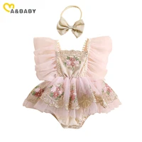 Ma & baby – barboteuse pour bébé fille de 0 à 24 mois, combinaison pour nouveau-né, tenue princesse en Tulle avec broderie florale, vêtements de fête d'anniversaire 6