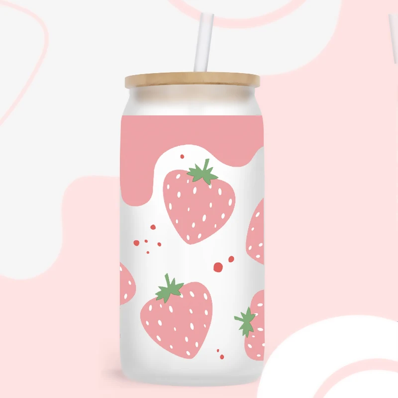 3D UV DTF Transfers Stickers 16oz Cup Wraps Watermelon Strawberry Cherry Printed For DIY Glass Ceramic Metal Leather Etc. D16938