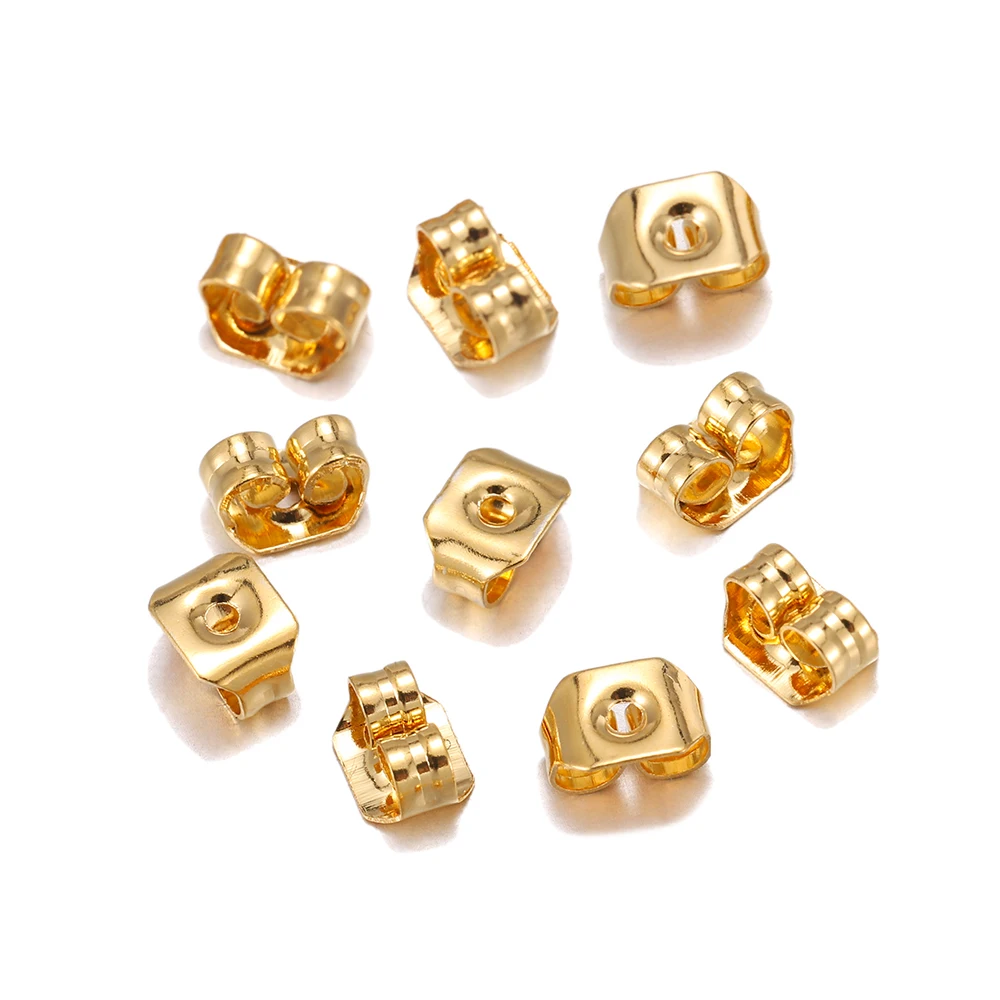 

50Pcs/Lot Stainless Steel Gold Color Butterfly Scrolls Ear Post For Jewelry Making DIY Blocked Caps Studs Earring Backs Stopper