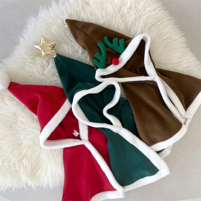 

Toddler Baby Christmas Cloak for Girl Boy Cute Fleece Lining Hooded Coat Winter Thick Warm Fashion Kids Clothes Boys Capes