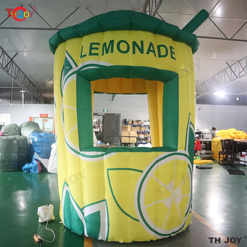 

2.5m Tall Customized inflatable lemonade selling stand booth lemon concession kiosk stall/vendor drink space for lemon promotion