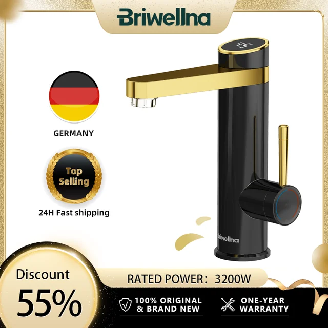 Briwellna เครื่องทําน้ําอุ่นไหลก๊อกน้ํา 220V เครื่องทําน้ําอุ่น Tankless TAP หมุนก๊อกน้ําไฟฟ้าเครื่องทําน้ําอุ่น Geyser 1