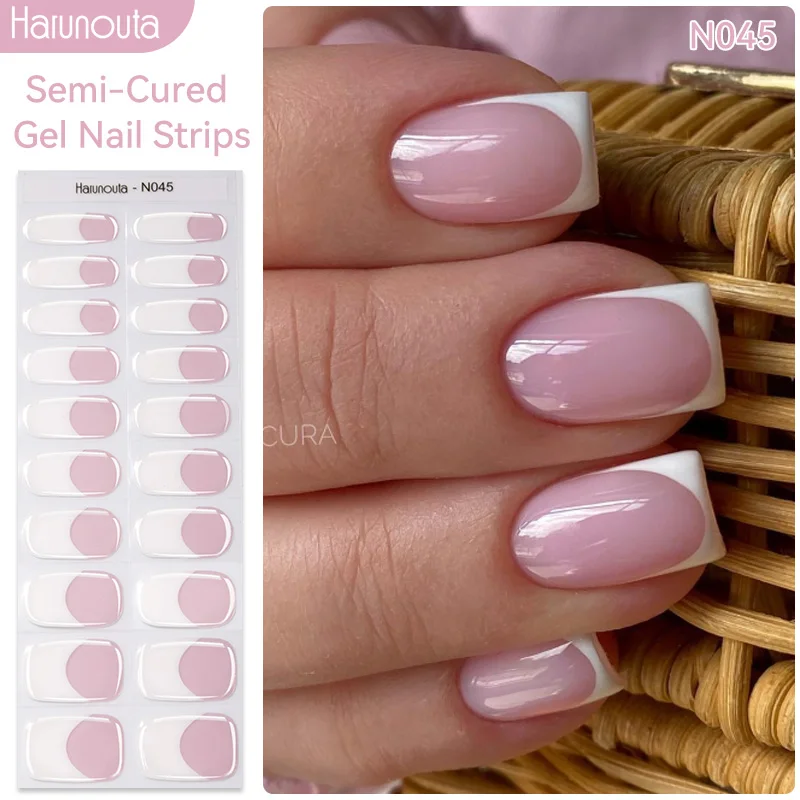 Harunouta Auroras Semi Cured Gel Nail Strips Waterproof Self Adhesive Nail Sticker Long Lasting Gel Polish Stickers for Nails 4