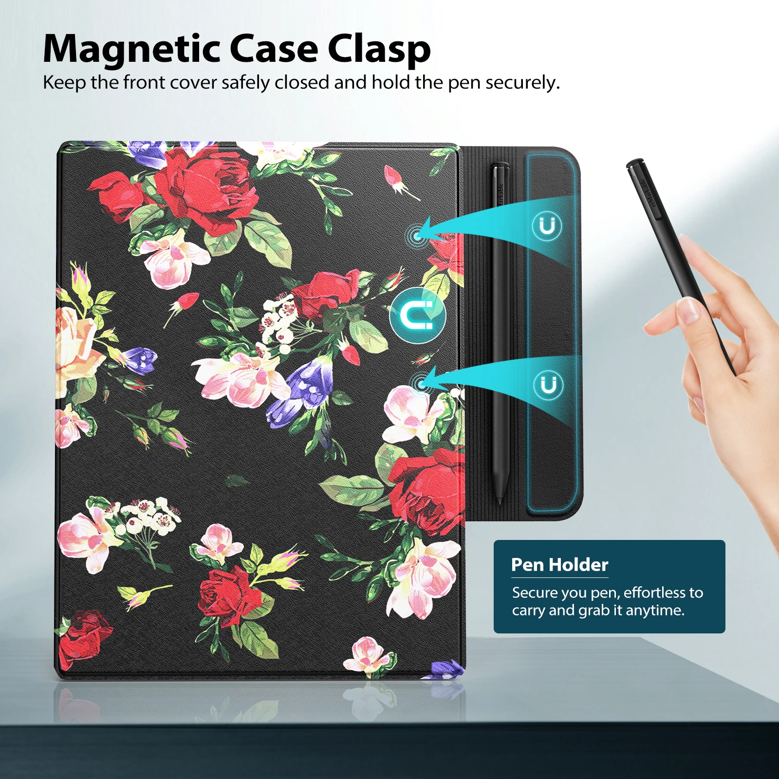 Moko-caixa Magnética Ultra-fina com Suporte de Caneta Embutido Capa Leve do Livro Folio para Notável Tablet - Imagem 3