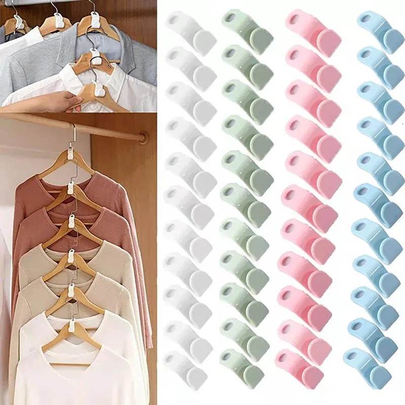 50pcs Clothes Hanger Connector Hooks, Non-slip Velvet Coating