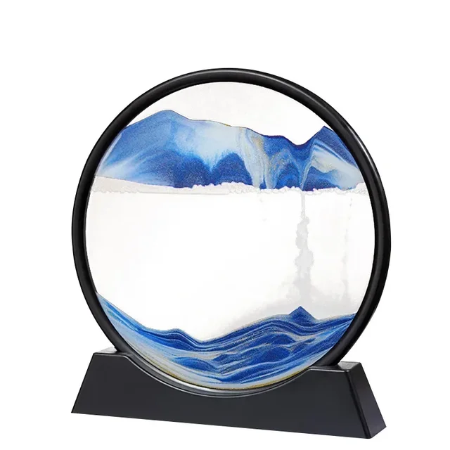3D Round Glass Deep Sea Sandscape Moving Sand Art Picture Hourglass Quicksand Craft Flowing Sand Painting Office Home Decor Gift 4