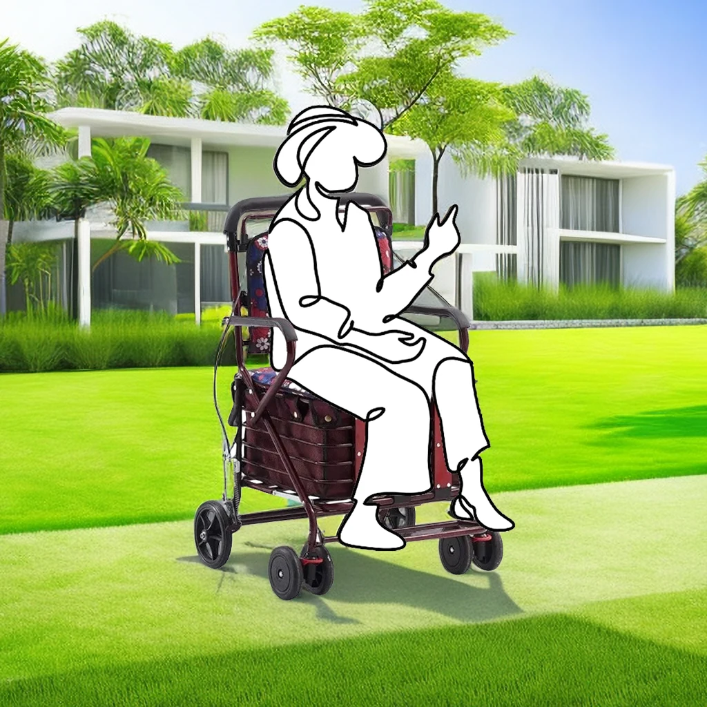 Deambulatore Rollator Con Sedile In Acciaio Rolling Walker Con Borsa Della Spesa