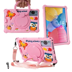 Kids Cartoon Silicone Tablet Case with 360° Rotation Stand for Teclast P30S (Pink HuDie-SP)