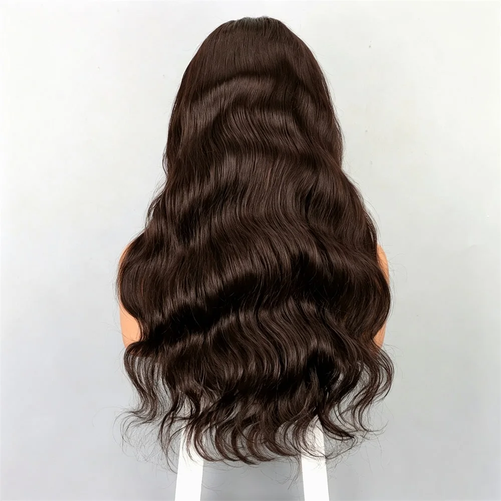 초콜릿 브라운 헤어밴드 인모 가발 바디 웨이브 헤어밴드 가발 흑인 여성용 인모 글루리스 하프 가발 착용 즉시 나갈 수 있는 가발