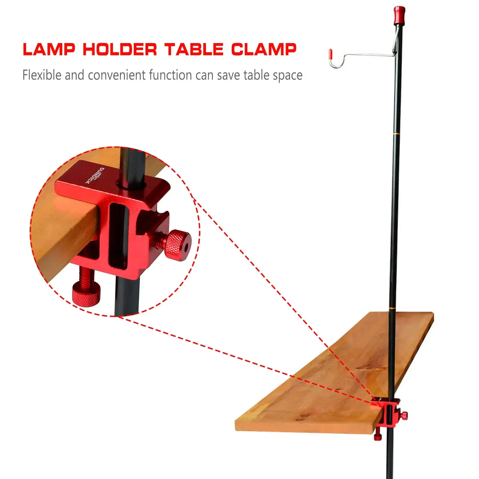 Description Picture 5 of itemSUNDICK Lantern Stand Clip For Light Pole Table Fixing Aluminum Alloy Clamp Outdoor Hanging Holder Outdoor Camping Tools ﻿