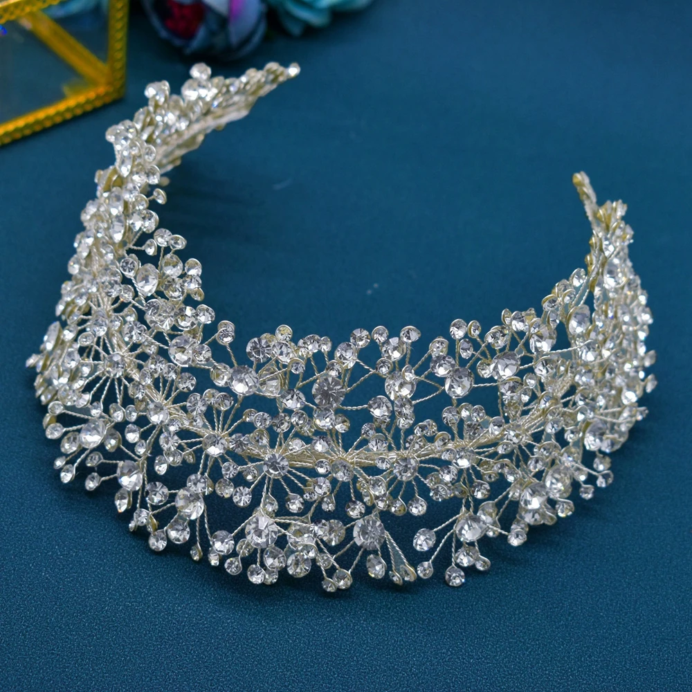 A107 Silver Wedding Headband Rhinestones Bride Headpiece for Young Girls Headwear Jewelry Crystal Women Tiaras Bride Headdress
