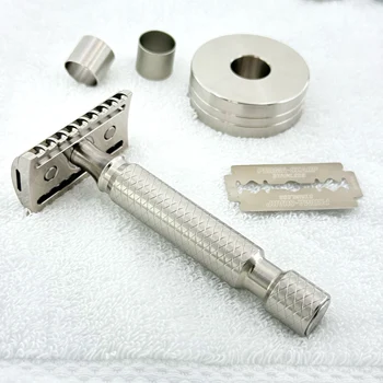Rasoio di sicurezza manuale per uomo in lega di titanio, dente aperto con 5 lame Coltello da barbiere lavorato a CNC Strumenti da barba regalo per uomo 1