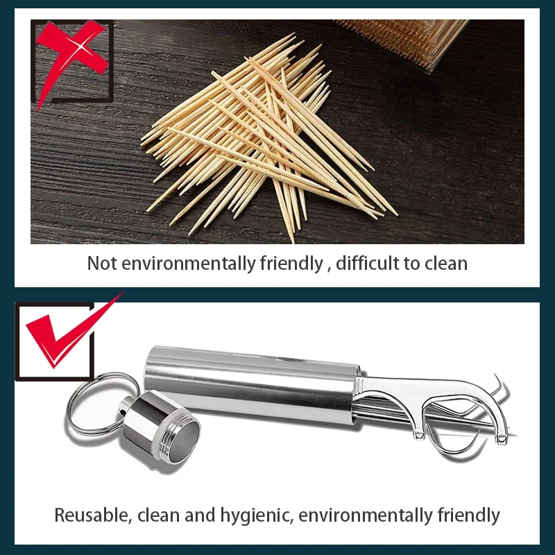 Toothpick Set Toothpick Set Tooth Flossing Reusable Aluminium Alloy Toothpicks Portable Toothpick Floss Teeth Cleaner Oral Cleaning