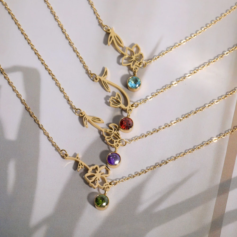 

Vintage Popular Flower Zircon Pendant Bracelet Stainless Steel Plating 18K Gold Bracelet For Women Jewelry Party Birthday Gift