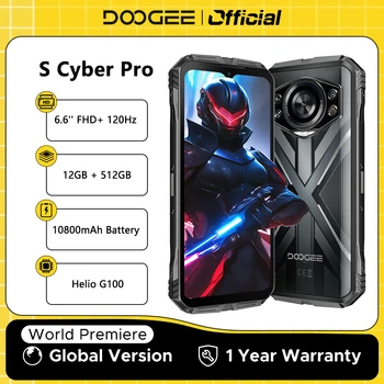 DOOGEE S Cyber Pro Telefono robusto Helio G100 6.6 ''FHD + 120Hz IPS 12GB 512GB 10800mAh Batteria grande 33W Carica NFC Smartphone