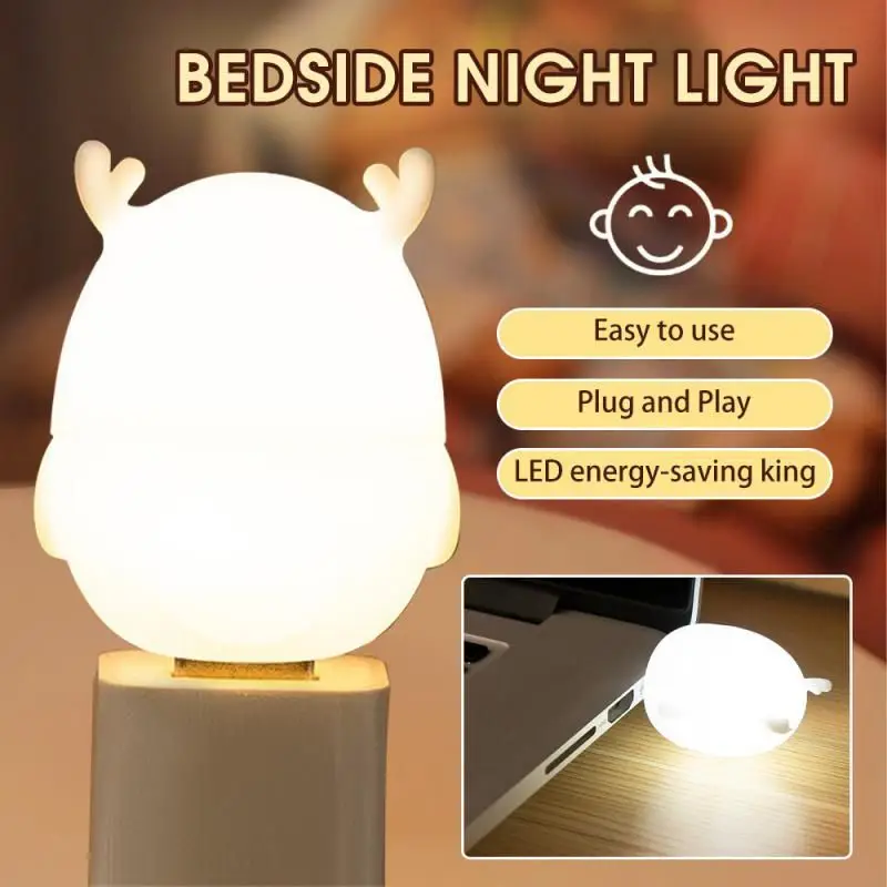 

Светодиодный ночной Светильник Mini USB, беспроводная подзарядка, прикроватная лампа для спальни, кухни, мультяшное украшение, настольная лампа для детей, подарок
