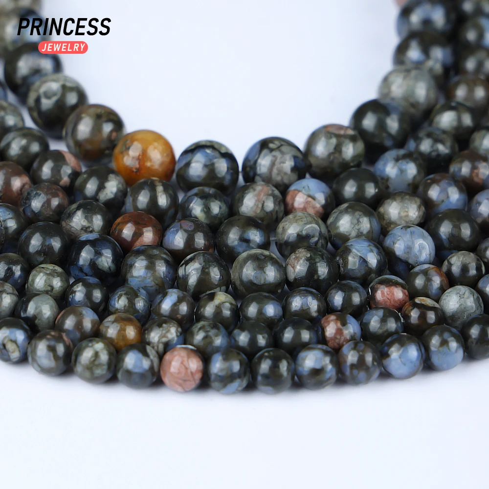 A++ Natural Blue Glaucophane Loose Stone Beads for Jewelry Making Bracelet Necklace Handmade DIY Accessories Beads 4 6 8 10mm 5