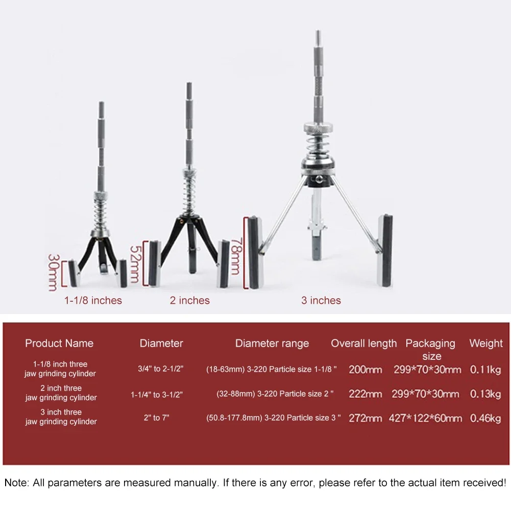 Three-jaw Cylinder Sander Inner Diameter Grinder Steel Car Engine Brake Cylinder Bore Hone Tool Flexible Shaft Honing 51-177mm