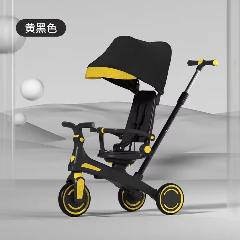 Baby Balance Bike Tricycle Multifunction Folding Ride On Toys Pram For Kids Trolley