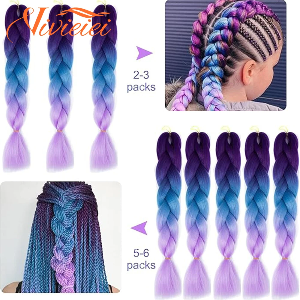 Purple Weave Hair For Braids 24 Inches Jumbo Braid Synthetic