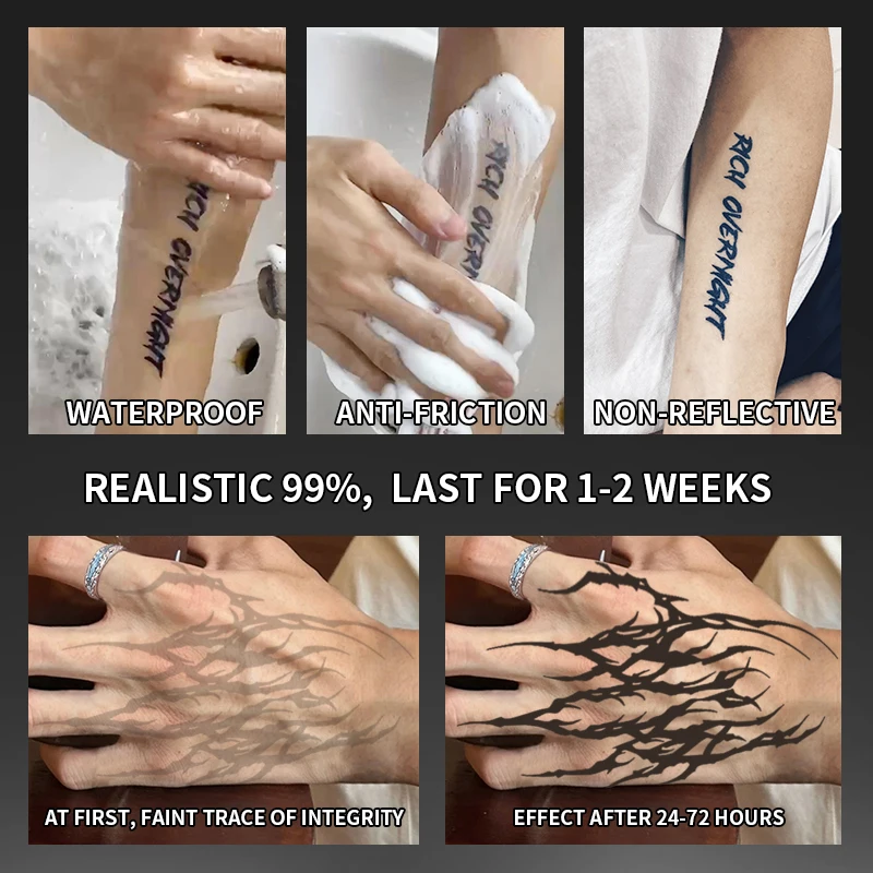 1Pc Dark and Cool Waterproof Temporary Tattoo Stickers, Long-lasting Waterproof for One to Two Weeks, Fake Tattoo for Arm, Leg. 5