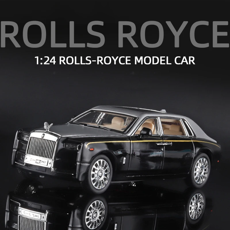 

1/24 Rolls Royce Phantom Alloy Model Car Metal Diecast Toy Car Collection Simulation Sound and Light Toys for Boys kids Gift