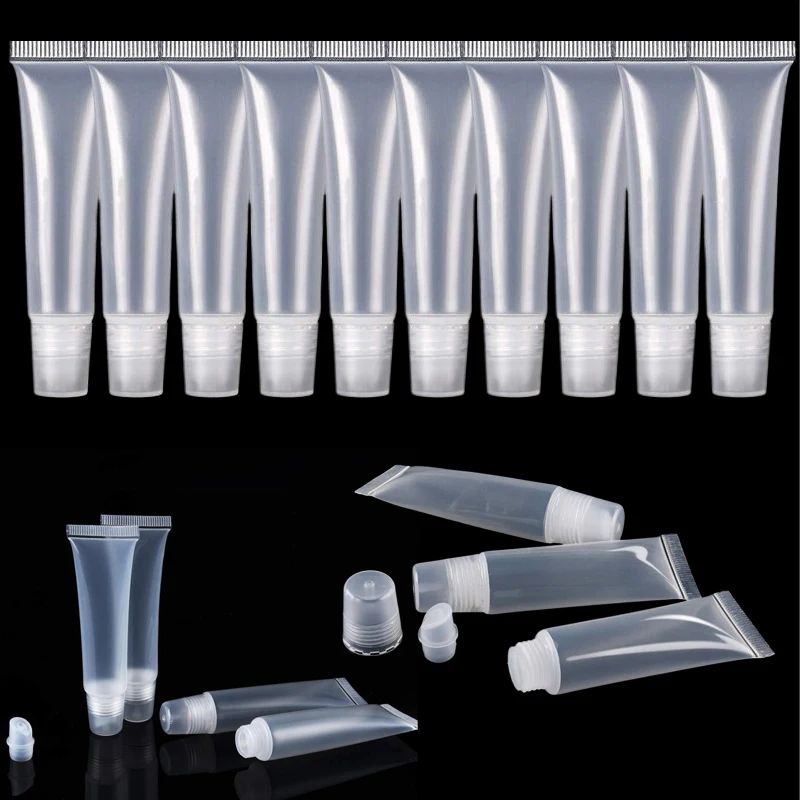 

30Pcs/50Pcs Clear Mini Lip Gloss Tubes Soft 8g-15g Empty Lip Balm Containers Refillable Cosmetic Tubes for Travel DIY Make-up